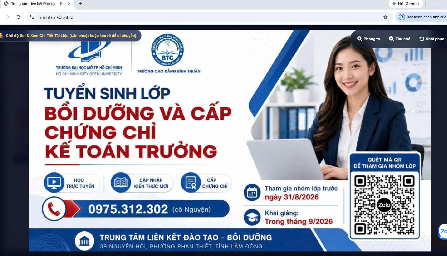 Tuyển sinh lớp Ngắn hạn/ Chứng chỉ